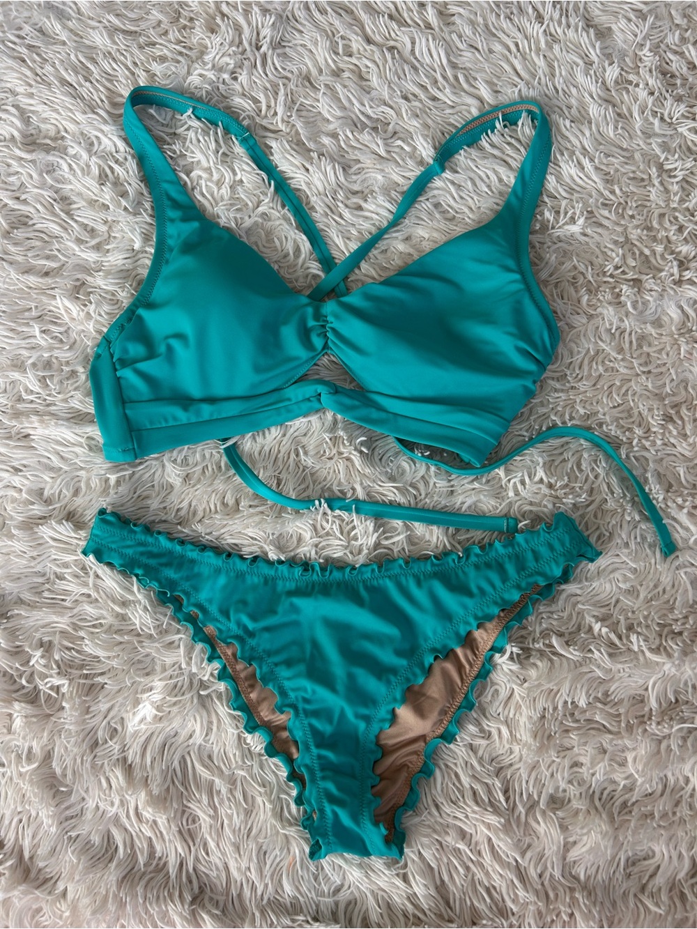 Turquoise Ruffle Bikini Set - Two Piece Swimsuit